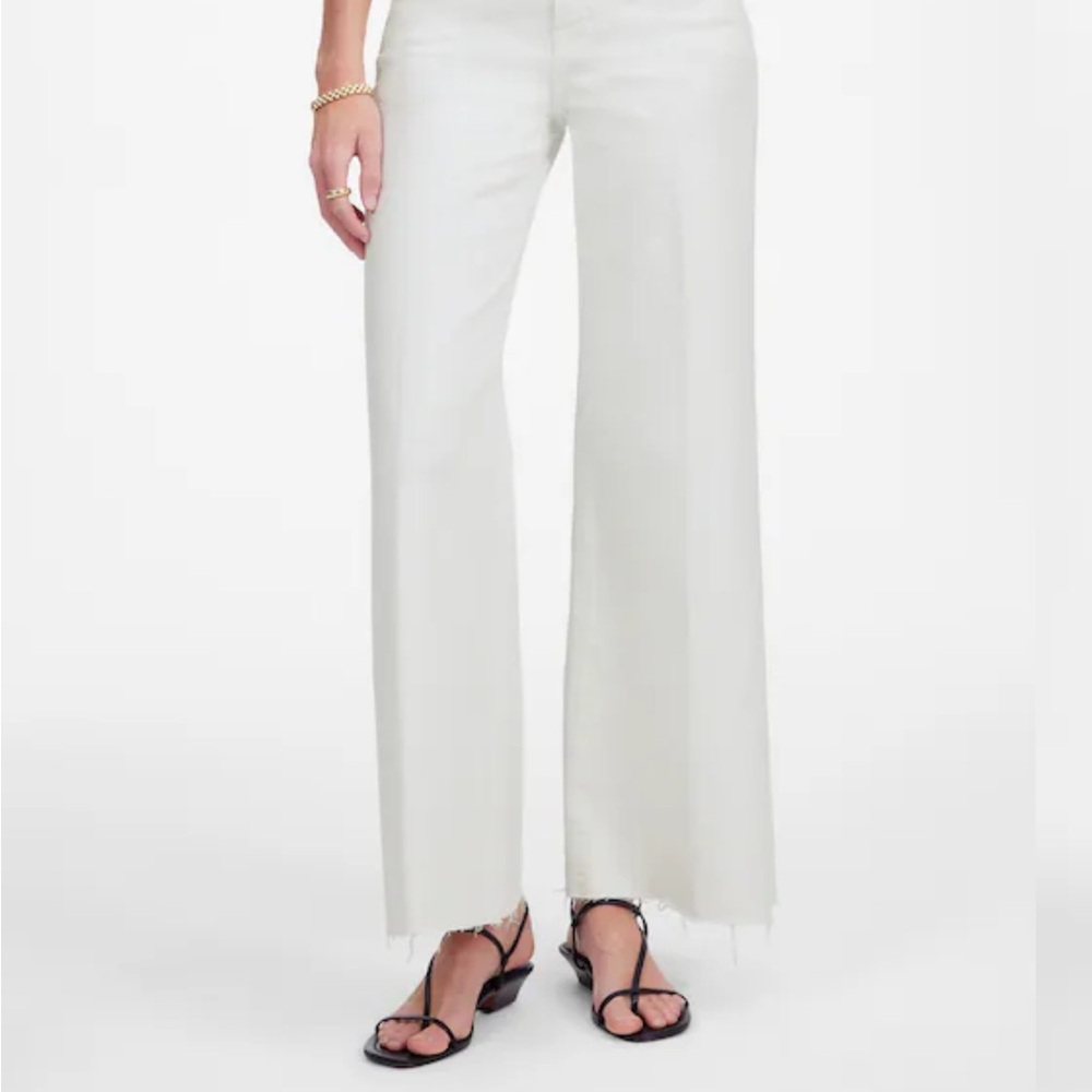 Madewell Flared White Flared Wide-Leg Jeans, High rise, cropped, magic pockets